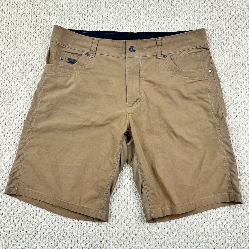 KUHL Radikl Shorts Mens 36 Khaki Brown Stretch Utility Pockets Hiking Outdoors
